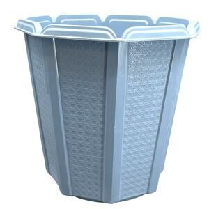 VTG 80s Rubbermaid Octagon Woven Trash Waste Bin Basket Plastic Blue MCM 11" USA